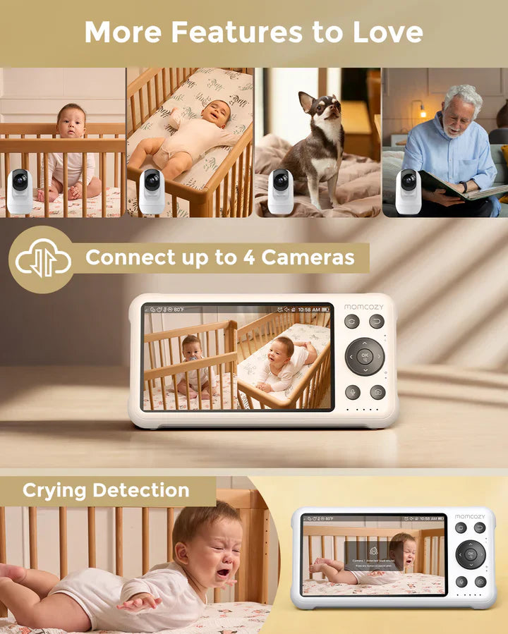 Momcozy 2 бебе смарт камери со 5'' и двојна функција
