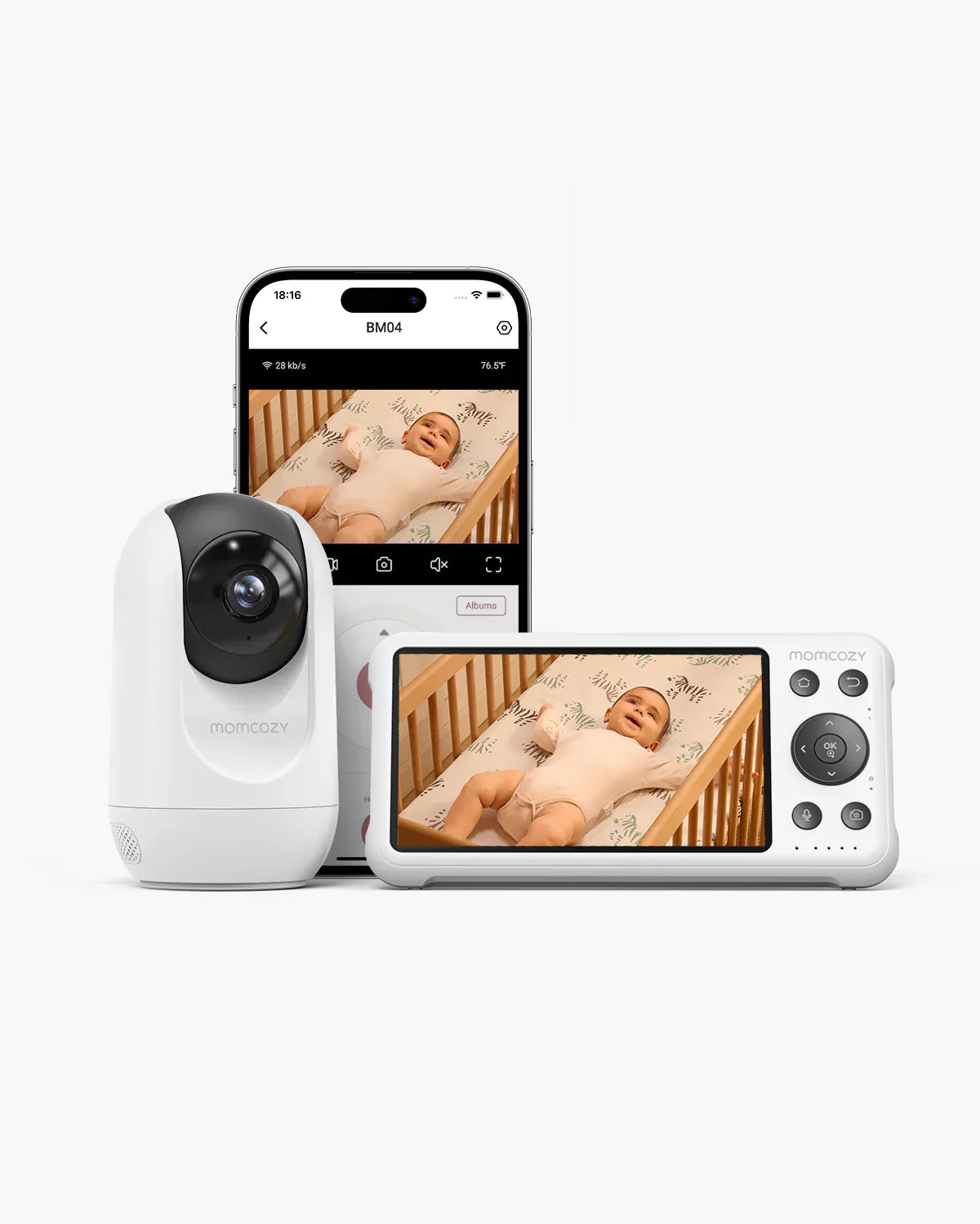 Momcozy смарт бебе камера со 5''екран и двојна функција