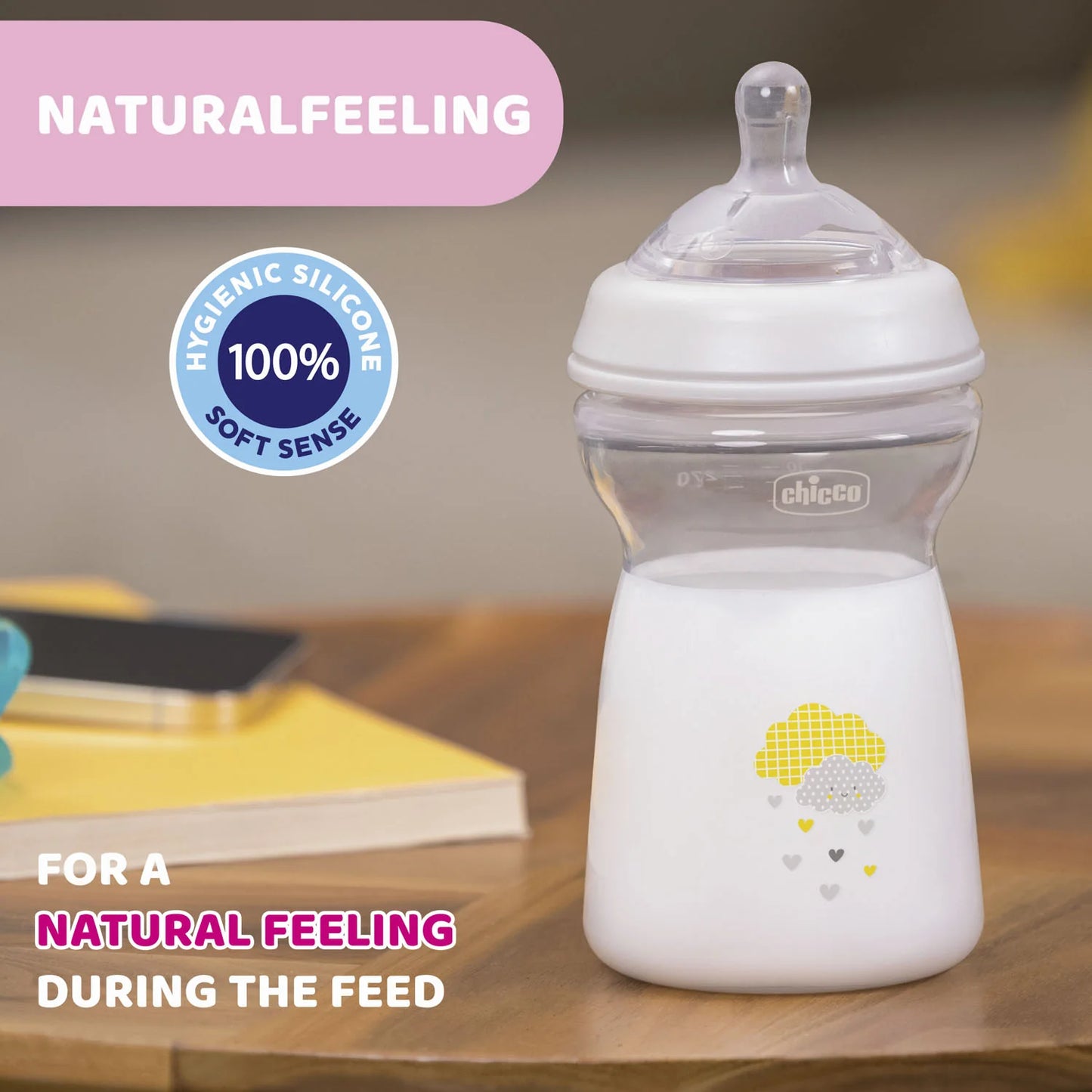 Chicco Natural Feeling Шише за бебиња +6месеци 330мл
