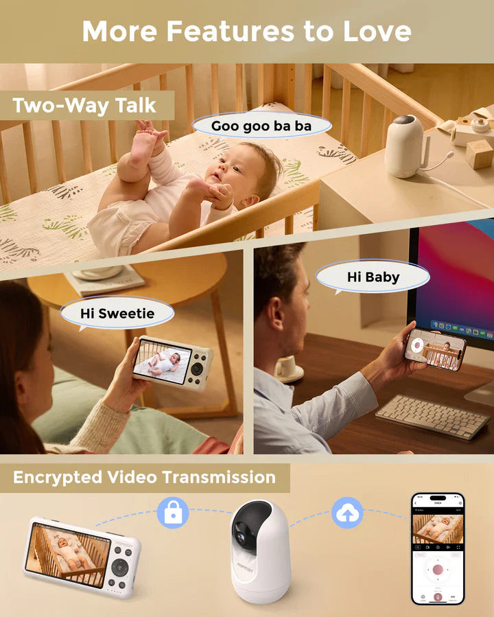 Momcozy 2 бебе смарт камери со 5'' и двојна функција