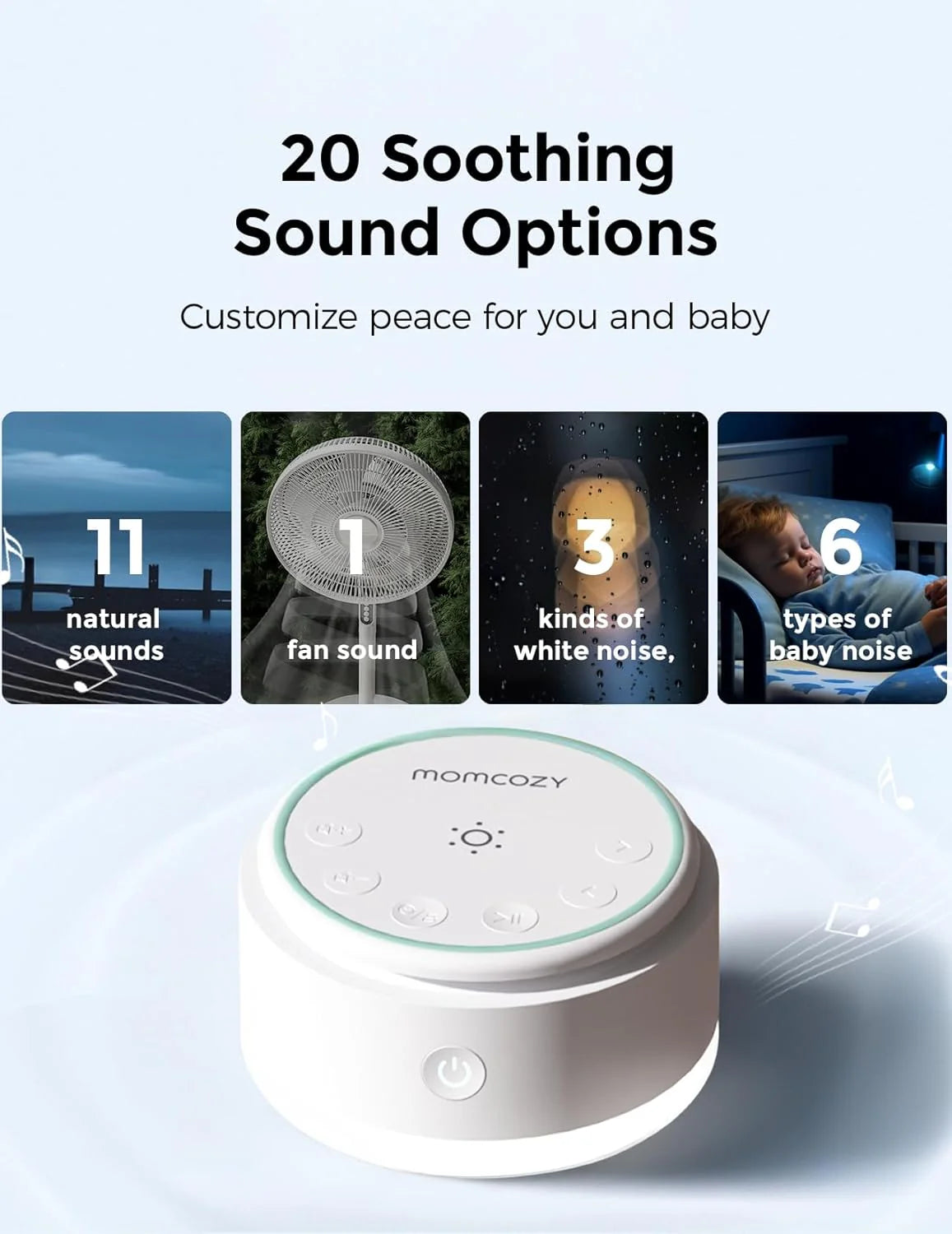 Momcozy пренослива машина за бел шум за бебиња и деца