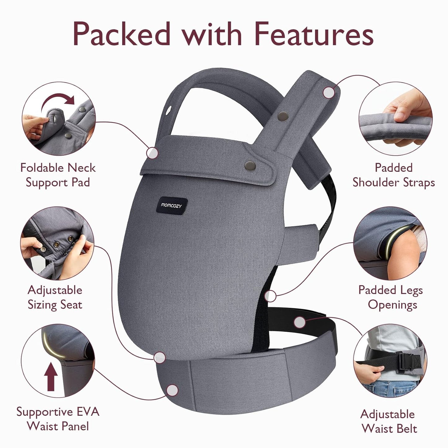 Momcozy BC001 ергономски бебешки кенгур 7-20кг