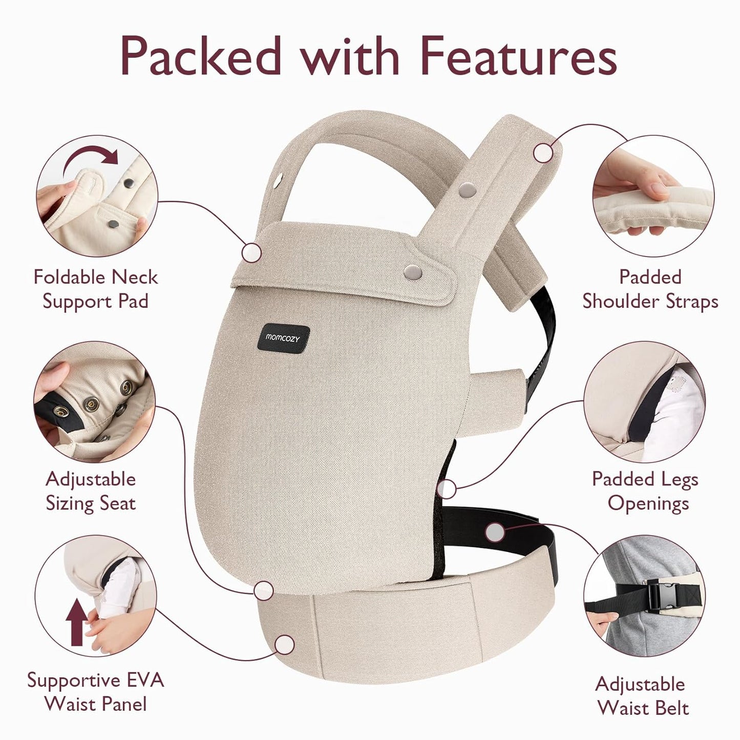 Momcozy BC001 ергономски бебешки кенгур 7-20кг