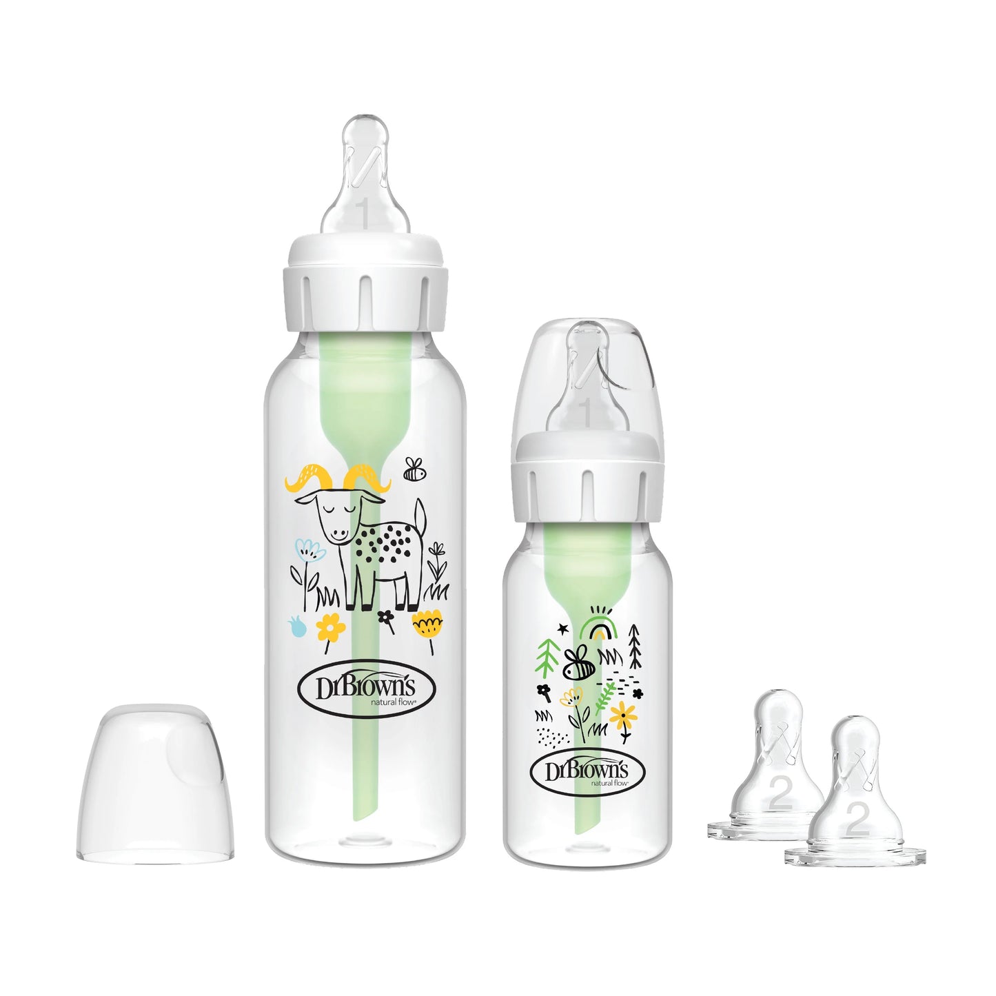 Dr. Browns Natural Flow® Anti-colic Options+ сет од две шишиња со дезен 250мл и 120мл